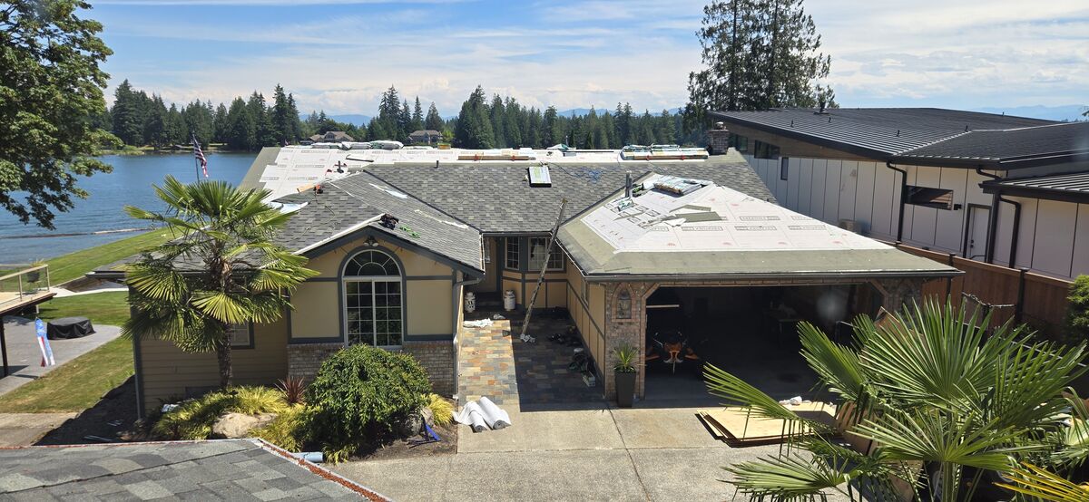 Tear-off & dry-in, in progress — Lake Tapps, WA roofing project by Zenith Construction